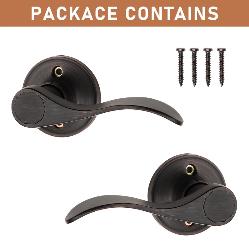 Probrico 2 Pack Dummy Door Lever Wave Style Leverset Right and Left Handed Oil Rubbed Bronze Finish French Door Handles 1 Pack