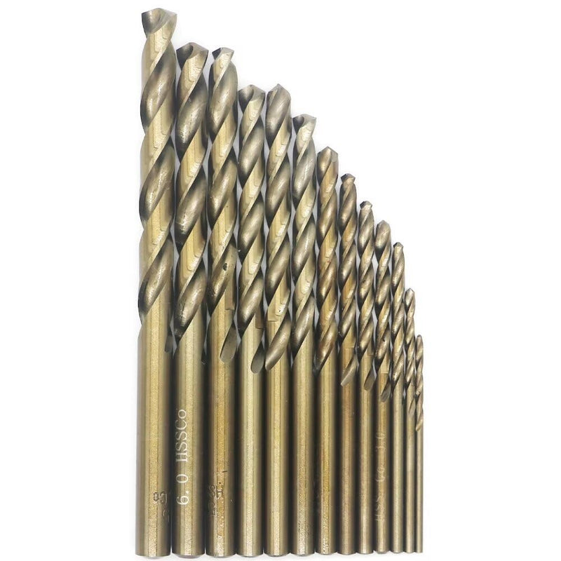 [Australia - AusPower] - Metric Cobalt Drill Bits Set 1.5-6.5mm 13PCS, M35 high Speed Steel, high Hardness Straight Shank Drill, Mechanical or Hand Drill for Drilling, Suitable for Stainless Steel, Iron, Copper and Aluminum. 13 Pack Set 