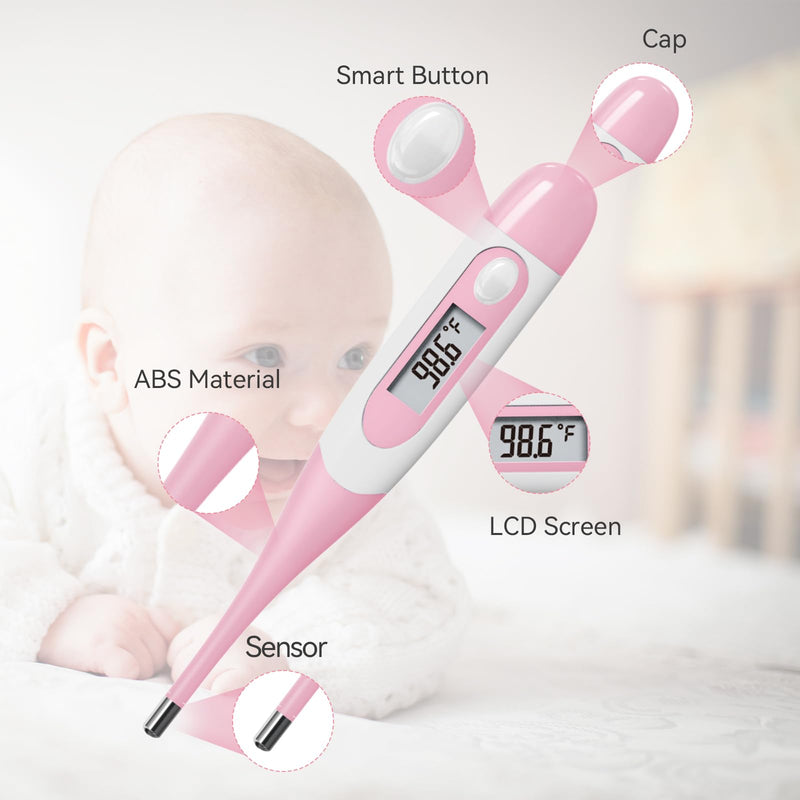 [Australia - AusPower] - Clinical Digital Thermometer for Adults and Babies, Oral Armpit and Rectal Temperature Thermometer for Fever with Alarm, Flexible Tip DT008 