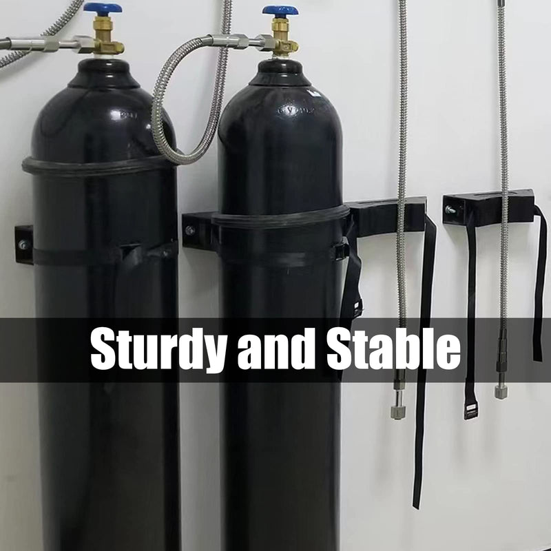 [Australia - AusPower] - 2PCS Propane Tank Holder, Gas Cylinder Holder, Cylinder Wall Mounted Bracket , ABS Gas Cylinder Holder with Screws and Safety Chain Supported 4"-12" , Suitable for Rv Water Softener2?Black? 2PCS Black 