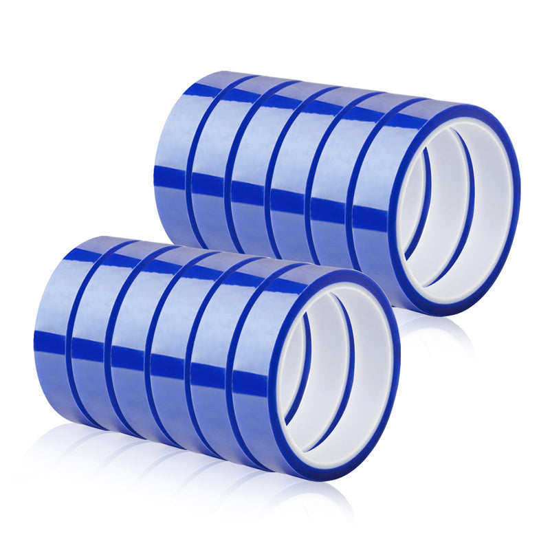 PYD Life 12 Rolls 0.8 Inch x 108 Ft Sublimation Blanks Thermal Heat High Temp Resistant Tape Bulk Up to 250 C(480 F) for Sublimation Tumblers Cups T-Shirts Printing 0.8" x 108' Blue