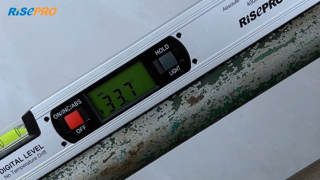 Inclinometer, RISEPRO Digital Inclinometer Angle Finder Gauge Spirit Level Upright Magnet 360° Range 416mm Long with Backlight 82112 S Silver
