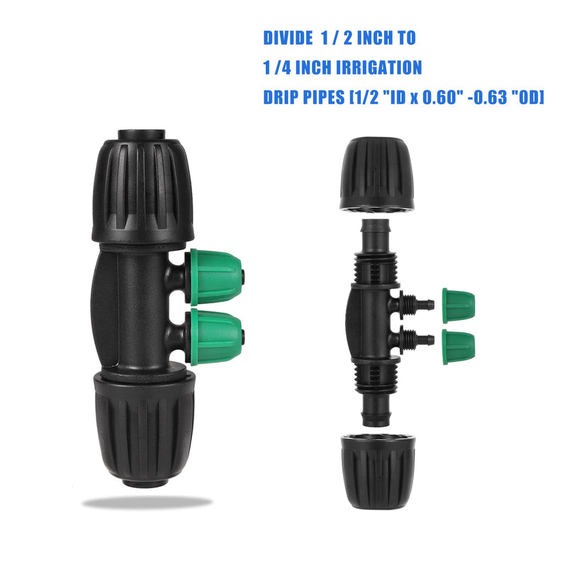 [Australia - AusPower] - 12 Pcs Lock Barbed Tee 1/2 inch Tubing to 1/4 Inch Tubing Irrigation Fittings for (1/2'' ID x 0.60''-0.63'' OD) Anti Leak Locked Barbed Tee Connectors(12Pcs Lock Barbed Tee four Way) 12Pcs Lock Barbed Tee Four Way 