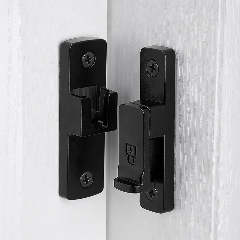 INIRET 4 Packs Black 90 Degree Barn Door Lock ，Premium Zinc Alloy Latch - Flip Gate Latches ，for Cabinets, Bathroom, Barn & Garden Doors - Secure Sliding Door Hardware Black_90 Degree
