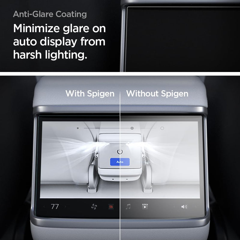 [Australia - AusPower] - Spigen Tempered Glass Screen Protector [GlasTR Slim] designed for Tesla Model S (2023/2024), Tesla Model X (2023/2024) 9.4 inch Rear Touchscreen - Matte/Anti Finger Print 