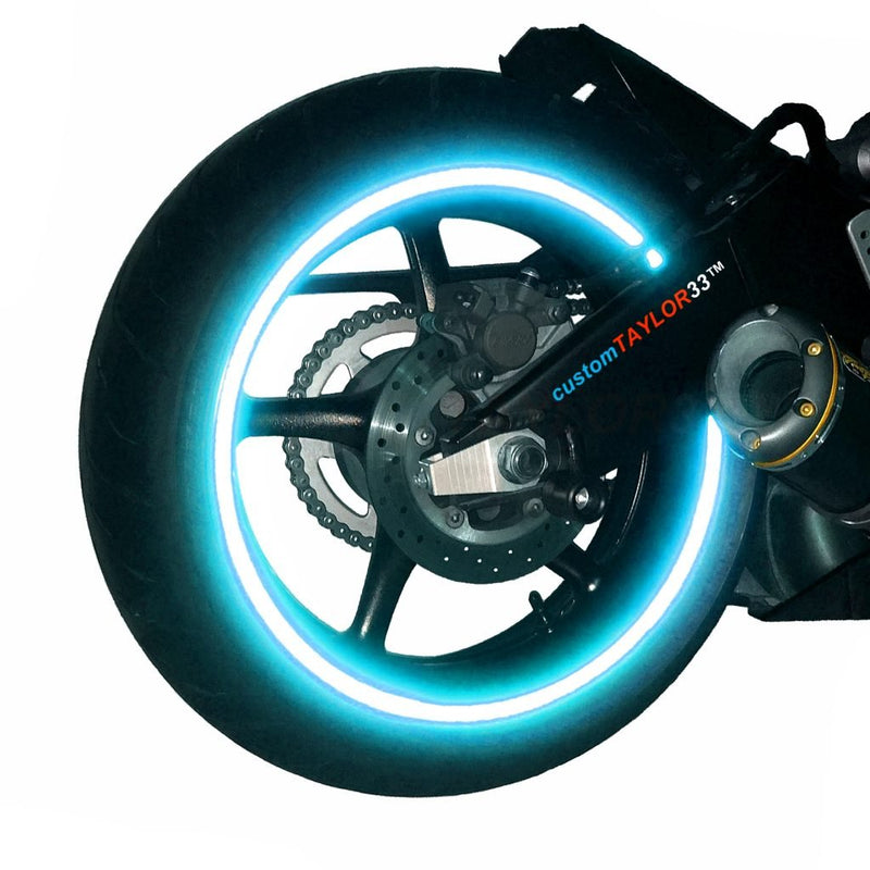 customTAYLOR33 NEW Special Edition Baby Blue High Intensity Grade Reflective Copyrighted Safety Rim Tapes, 10" (Rim Size) 10" (RIM Size, FOR Mopeds, etc.)
