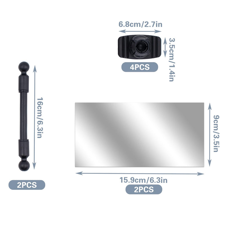 [Australia - AusPower] - 2 Set Stick-On Security Mirror for Personal Safety and Rear View Monitoring, Adjustable Flexible Rod Rear View Mirror for Open Office Environment Monitor, Cubicle, 3.5 x 6.3 Inch 
