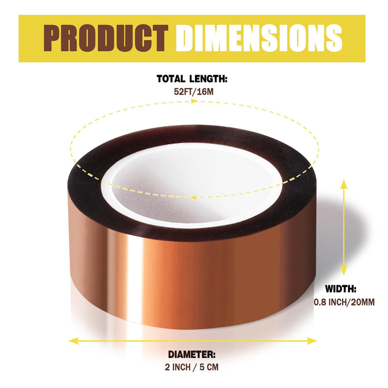 [Australia - AusPower] - 4 Rolls 20mm x16m(52FT) Heat Tape High Temperature Heat Resistant Tape Heat Transfer Tape for Heat Sublimation Press Vinyl,No Residue 