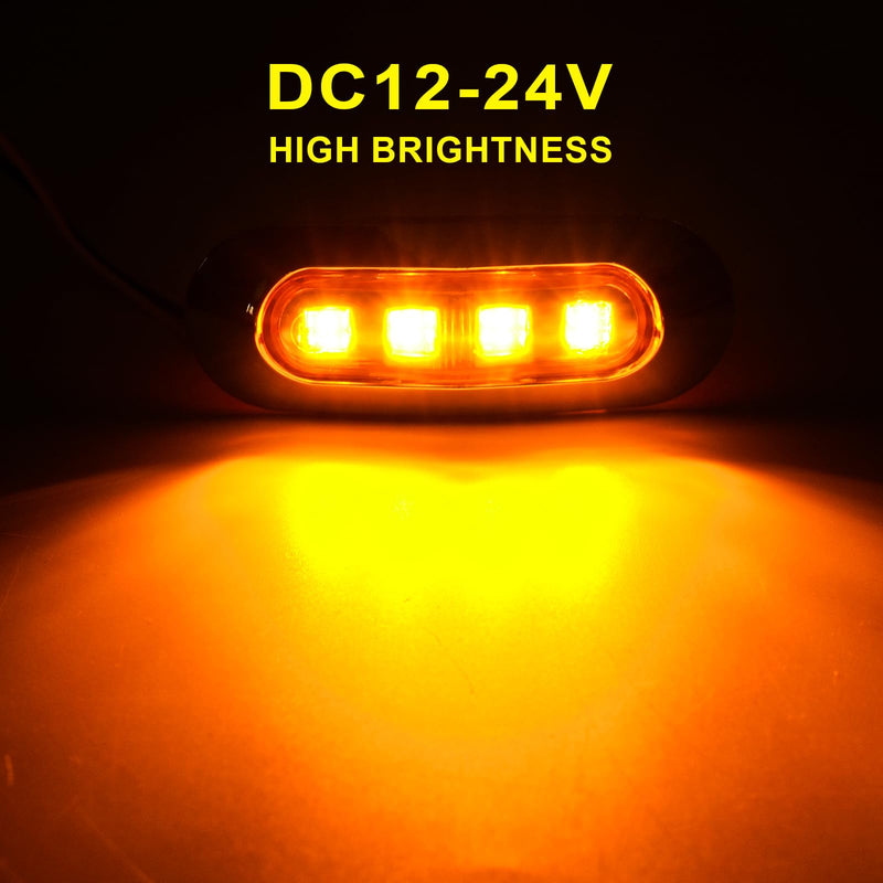 [Australia - AusPower] - 20Pack DC12-24V 3.7 Inch 4 LED Trailer Marker Lights Clearance Light Front Rear Side Indicators Lamp with Chrome Bezel Universal for Truck RV Camper Van Caravan Boat - Amber & Red Amber, Red 