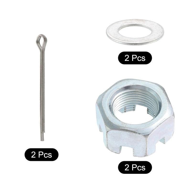 [Australia - AusPower] - uxcell 2Sets Trailer Nut Kit, Carbon Steel 1"-14 Hex Castle Nut & 1" Washer & 2.25" Split Cotter Pin for Spindle, Shaft 