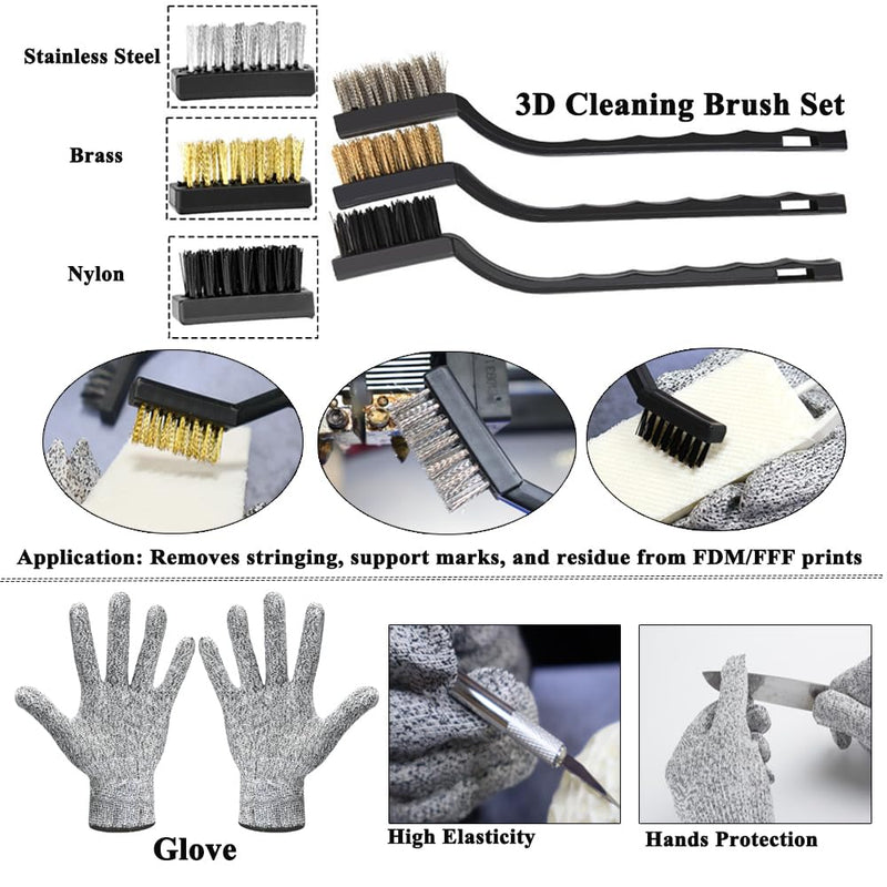 62PCS 3D Printer Tool Kit, 3D Post-Processing Accessories with Hand Drill, Deburring Tool, Cutter, Needle Files, Scrapers, Brushes, Tweezers, and Nozzle Cleaning Set for 3D Model Finishing Black bag 62pcs