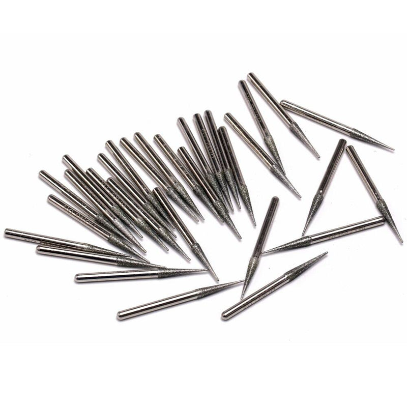 [Australia - AusPower] - JINGLING 30Pcs 3.2mm Tapered Point Diamond Grinding Bit 1/8" Cone Rotary Burrs for Dremel Shank Diameter: 1/8 in (3mm) 