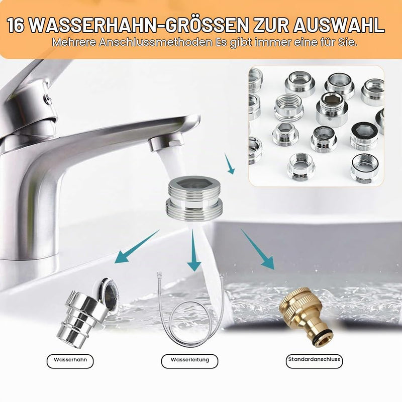 16 Pieces 16-28 mm Tap Adapter with 32 Seals | Universal Tap Adapter with Thread, Male Thread Adapter Tap for Kitchen, Garden Hose, Sink