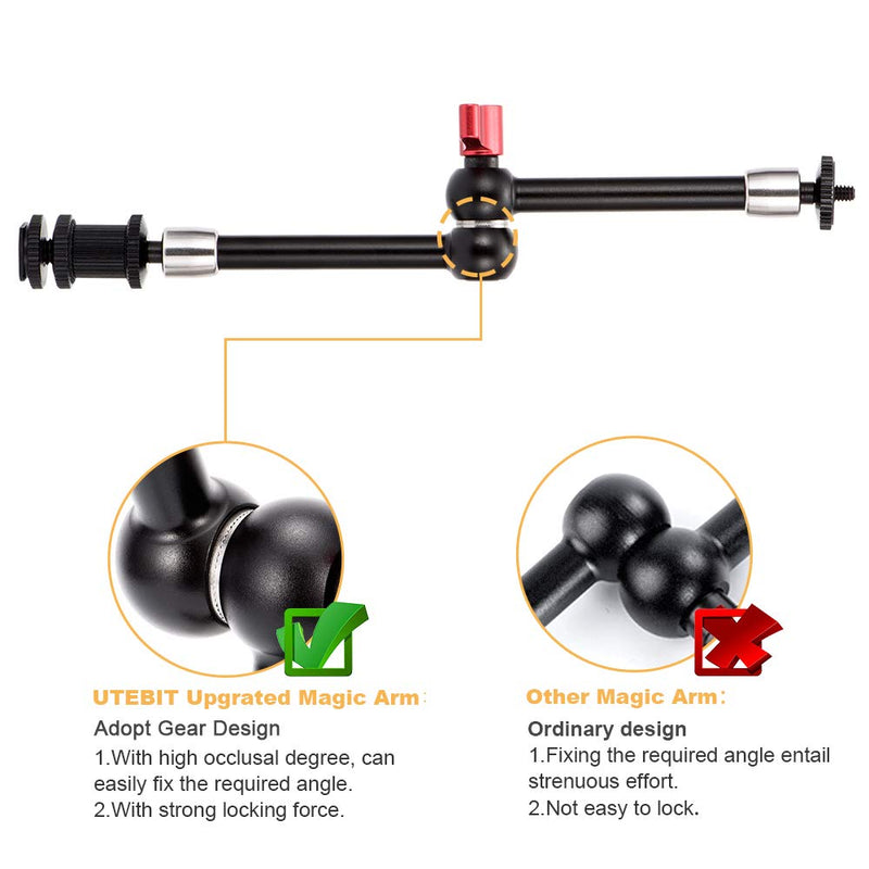 [Australia - AusPower] - UTEBIT 11 inch Magic Arm, Camera Mount Articulating Friction Arms with Super Crab Clamp for DSLR Camera Rig, Flash Light, LED Lights, LCD Monitor 11 inch-Magic Arm+Super Clamp 