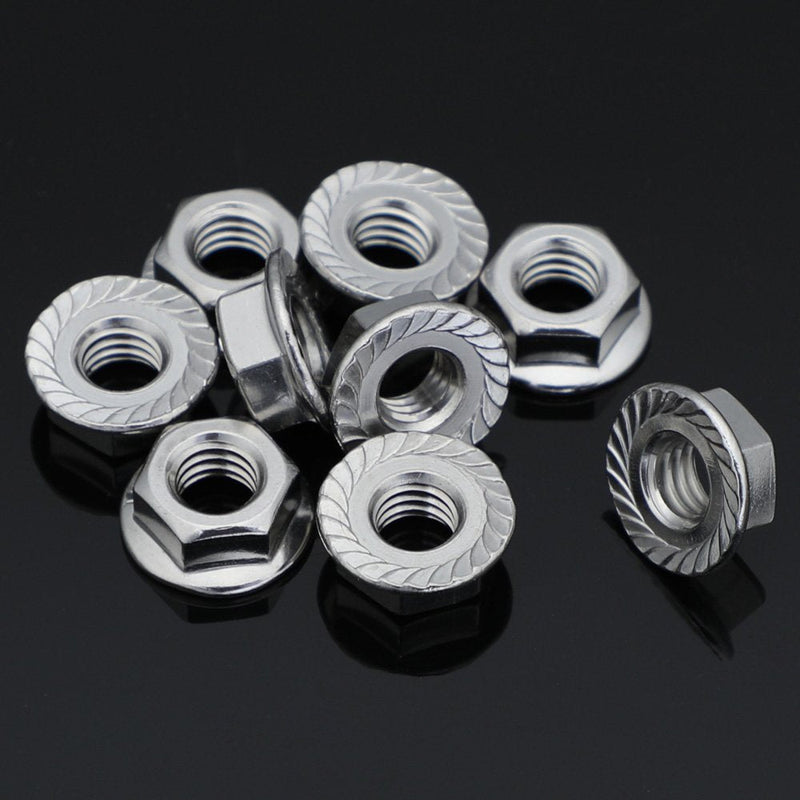 [Australia - AusPower] - M6 Serrated Flange Nuts Flanged Locknuts, Stainless Steel 18-8 (304), Bright Finish, 50 PCS M6 