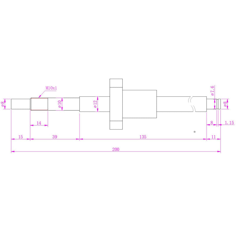[Australia - AusPower] - Ball Screw SFU1204（Diameter 12mm Pitch 4mm）Length 200mm with Metal Nut for CNC Machine Parts 