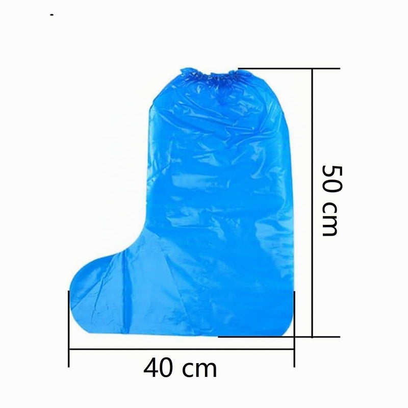 Pack of 20 Disposable Boot Covers PE Waterproof Non-Slip Blue | PE boot covers: water-repellent, non-slip. XL 38x48cm, size 46-47. Elasticated top edge. For agriculture, construction, and gardening. Blue Boot Clothing