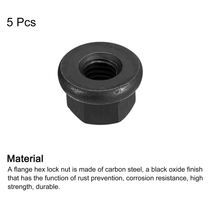 [Australia - AusPower] - uxcell M8 Flange Hex Nuts, 5pcs Grade 10.9 Carbon Steel Black Oxide Finished Hex Flange Nuts for Machinery 5 