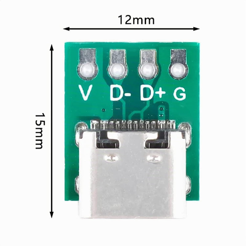 PENGLIN 10pcs USB 3.1 Type C Repair Socket Solderable Breakout Board | USB C Cable Adapter for Soldering Board with PCB for Data Line Wire Cable Transfer USB Type C