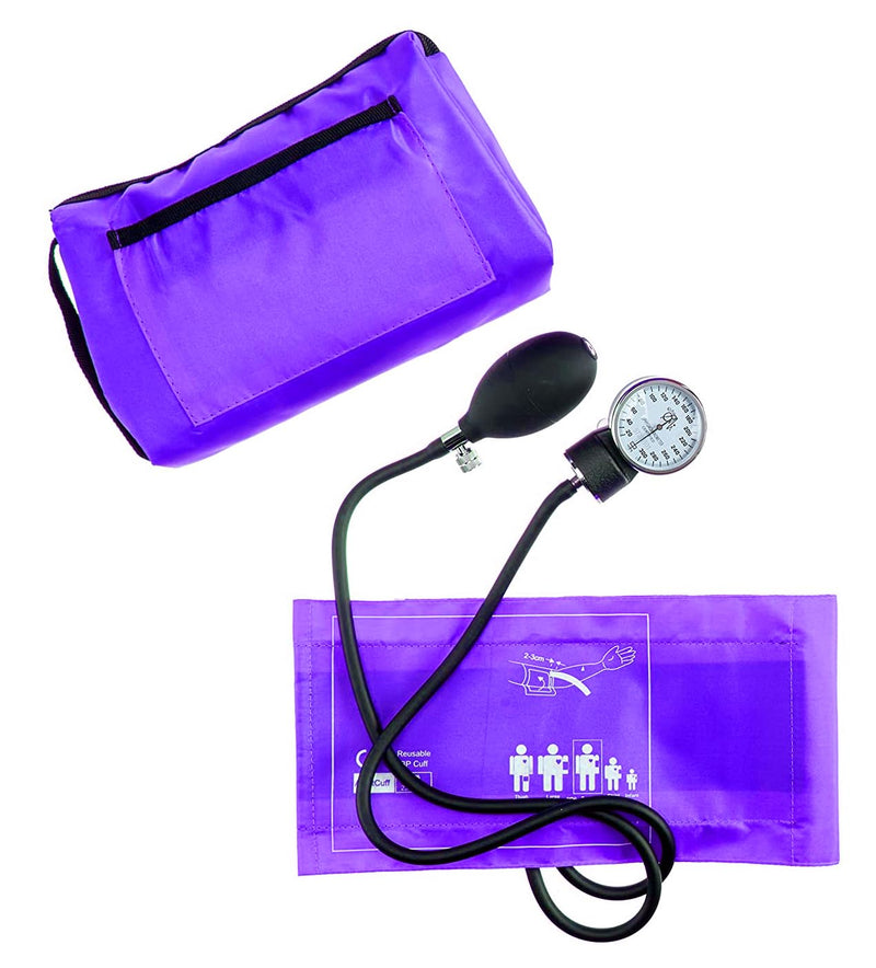 [Australia - AusPower] - EMI #305 PURPLE Aneroid Sphygmomanometer Blood Pressure Monitor with Dual Head Stethoscope Set Kit 