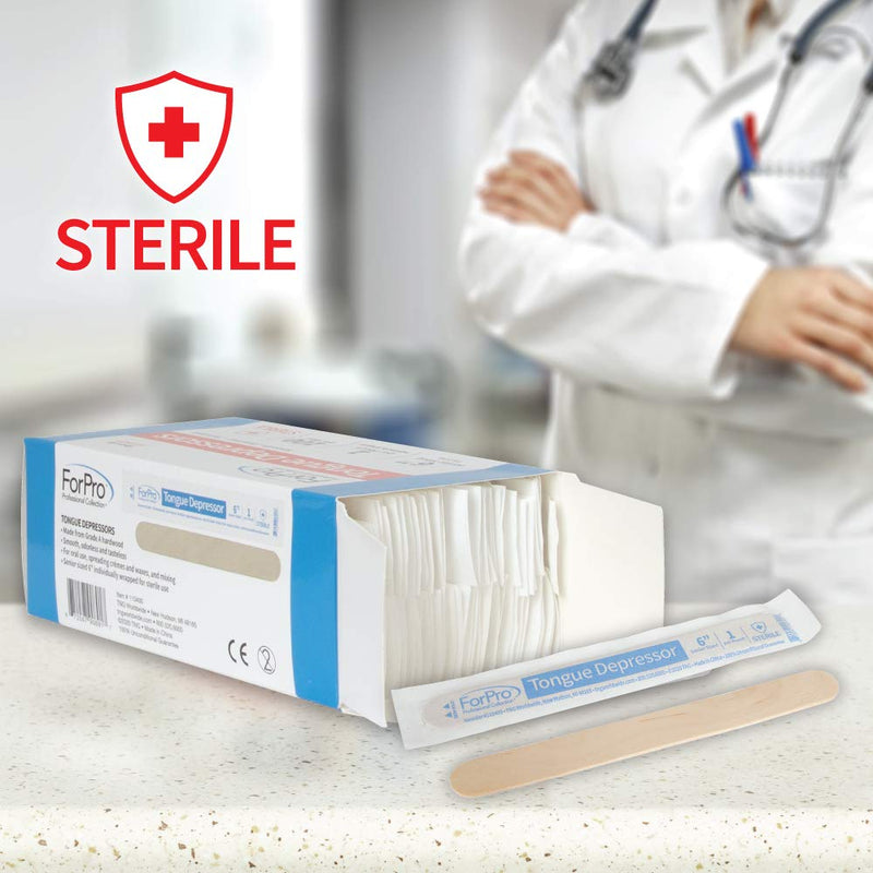 [Australia - AusPower] - ForPro Professional Collection Senior Tongue Depressors, Large Wax Applicator Sticks, 6" Senior Sized, Sterile, Individually-Wrapped, 100-Count" X-Large (Pack of 1) 