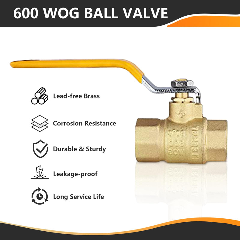 [Australia - AusPower] - 1-Pack 3/4 Inch FIP Threaded Ball Valve, Brass Full Port Shut-off Valve,3/4" Female NPT x 3/4" Female NPT, 600 WOG (Water, Oil and Gas),Yellow 3/4 INCH,1 PACK FIP,YELLOW 