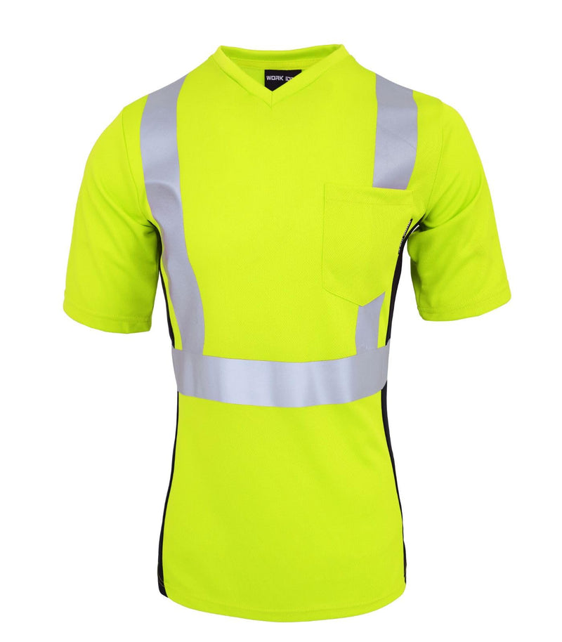 WORK IDEA Safety T Shirt for Women Reflective Tape High Visibility Shirt Work Construction Short Sleeve Yellow# Small