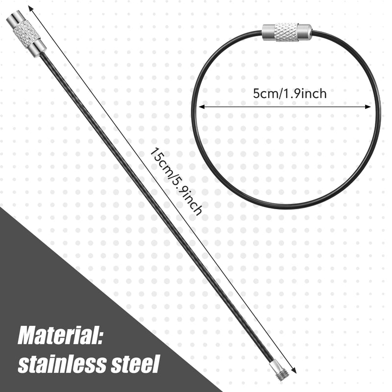 Tuanse 200 Pcs Wire Keychain Cable Stainless Steel Wire Ring Cable Heavy Duty Luggage Tags Loops Tag Keepers 2mm Twist Barrel(5.91 Inch Long) 5.91 Inches Long