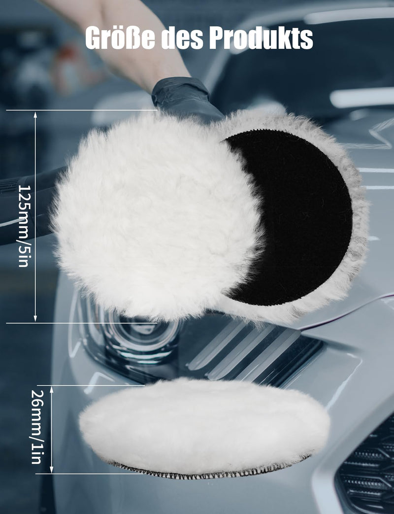 [Australia - AusPower] - Polishing Attachment Compatible with Bosch Random Orbital Sander, BESPOTCL 4 Pieces 125 mm Lambswool Polishing Pads Polishing Pads Polishing Hoods for Random Orbital Sanders with Velcro for Car, Car 4 pcs 