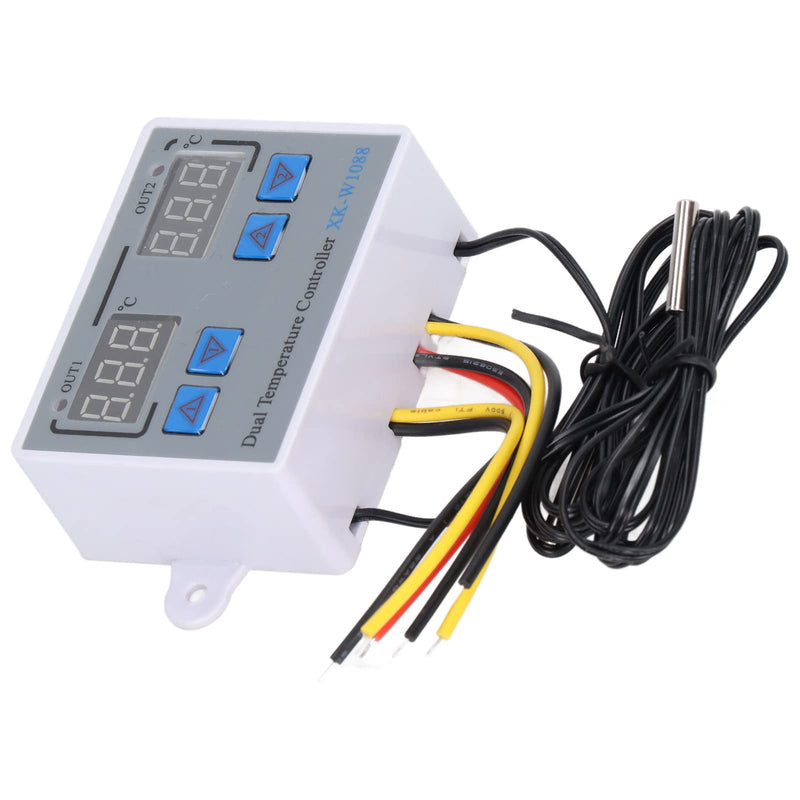 [Australia - AusPower] - Dual Display Temperature Humidity Controller, Digital Thermostat Dual Temperature Controller 12V Direct Output Heating Cooling Thermostat Switch NTC 10K Sensor for Aquarium Tank Greenhouse 
