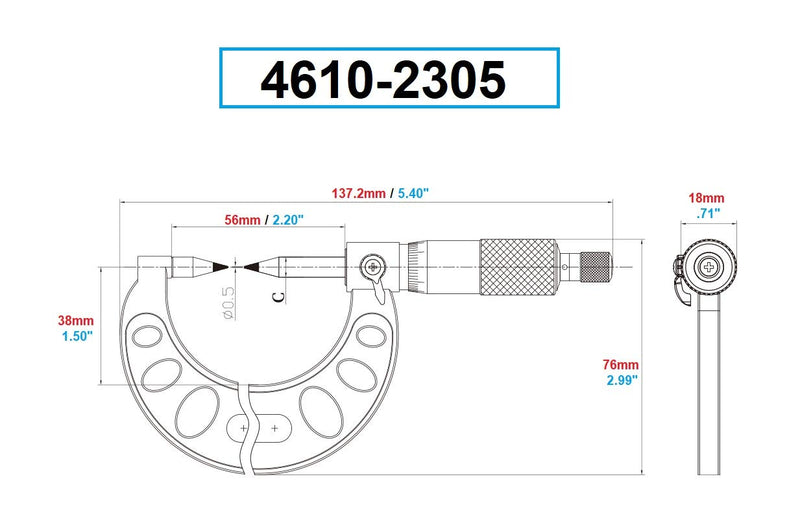 [Australia - AusPower] - Dasqua 4610-2305 0-1" Point Micrometer 