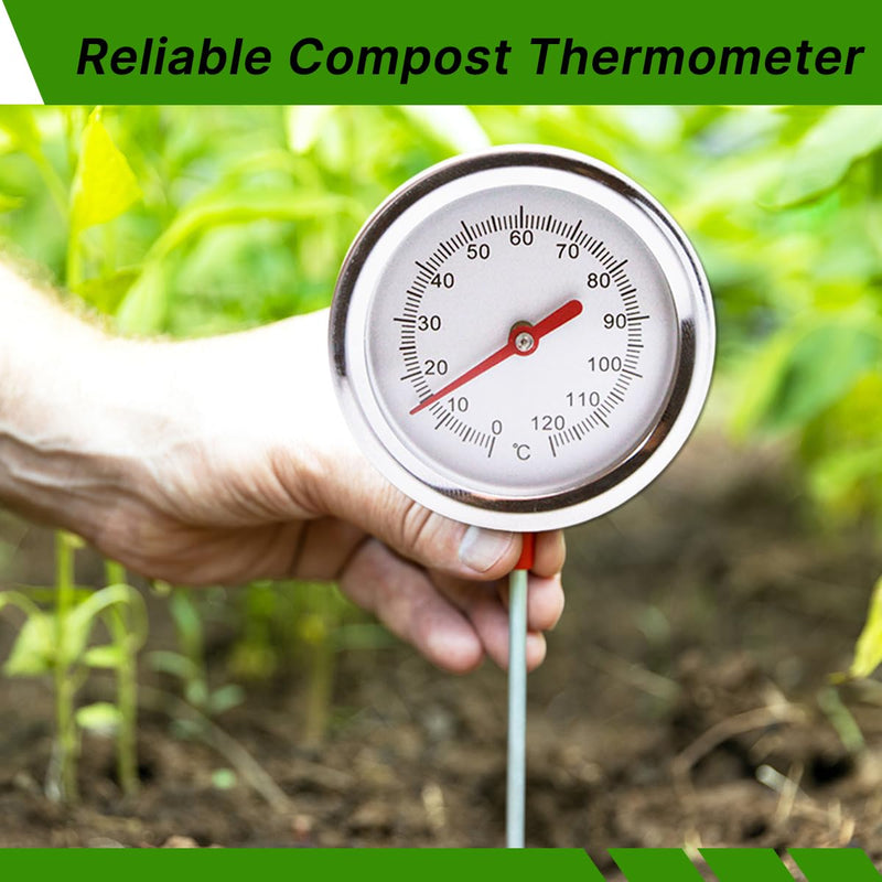 [Australia - AusPower] - Compost Thermometer with 36.4 in Stainless Ssteel Stem,Soil Thermometer Gardening Thermometers Hay Bale Thermometers for Composting,Organic Farming Professional Tool Gardeners 