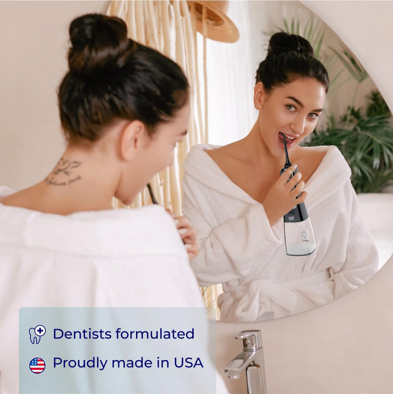 WATER DENT Water Flosser Rinse, Solution, Additive & Mouthwash for Dry Mouth – Compatible with Waterpik & All Oral Irrigators, with Hyaluronic Acid, Alcohol & Fluoride Free, Fruit Mint, 16.9 fl oz 16.9 Fl Oz (Pack of 1)