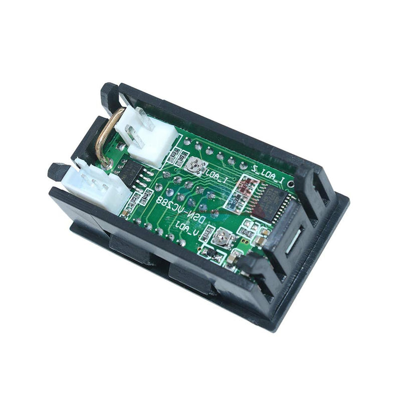 [Australia - AusPower] - 2PCs Voltage Current Tester,Compatible with 0.28" Digital Voltmeter Ammeter DC 100V 10A Dual LED Meter - 3-Bit Blue/Red Display with Connection Wires. 