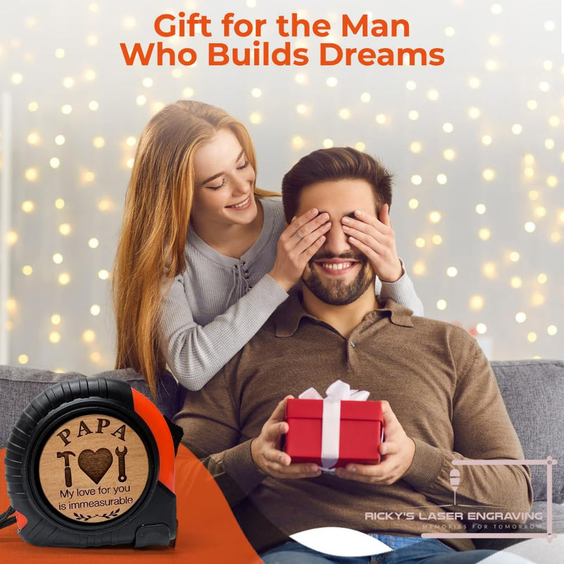 Papa Gifts from Kids – Funny & Useful Papa Birthday Gift, Fathers Day Gift for Papa, Practical Gift for Dad Who Fixes Things, 25 Ft Tape Measure Tool