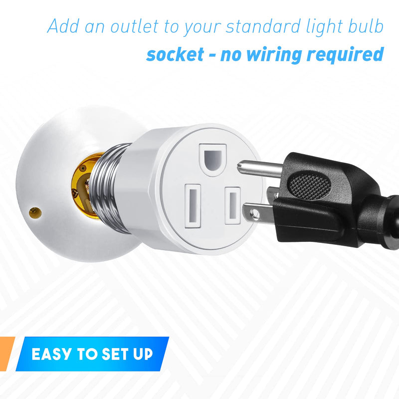 [Australia - AusPower] - E26/ E27 3 Prong Light Bulb Socket Adapter, Polarized Light Socket Outlet, Light Socket to Plug Adapter Socket Converter, Light Bulb Plug Adapter for Patio, Garage, Porch (2) 2 