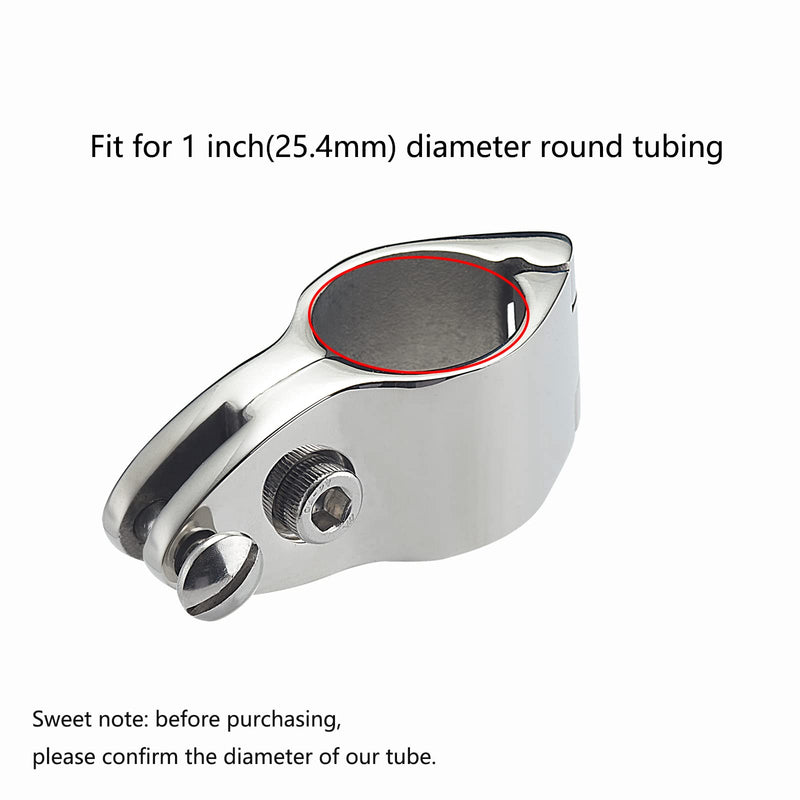 TINGZHIGO Bimini Top Jaw Slides, Hinged Jaw Slides for 7/8 inch or 1 inch OD Round Tubing, Bimini Top Hardware, 316 Stainless Steel (2 Packs)