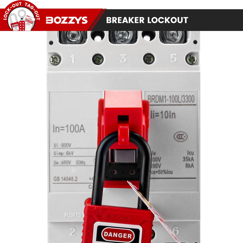 [Australia - AusPower] - Electrical Circuit Breaker Lockout Device with Insulated Loto pad Locks(Nylon Shackle) for 120/277 Volt Single Pole Clamp-on Breaker Lock Out Tag Out,OSHA Compliant BD-D11X-KIT with locks 
