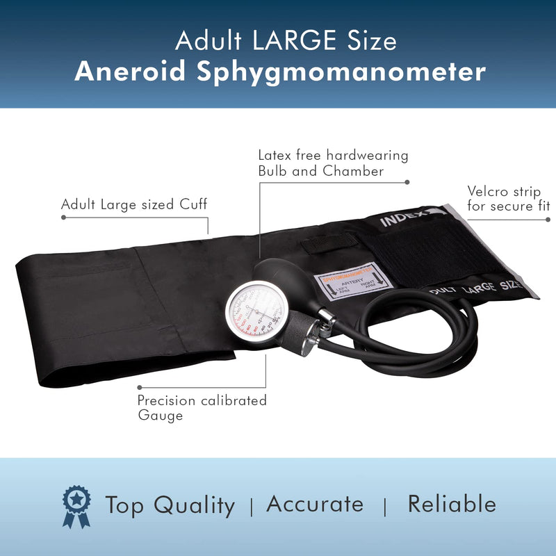 [Australia - AusPower] - NOVAMEDIC Professional Black Large Adult Size Blood Pressure Machine, Aneroid Sphygmomanometer Medical Supplies, Manual Emergency BP Monitor for High Blood Pressure with Carrying Case 