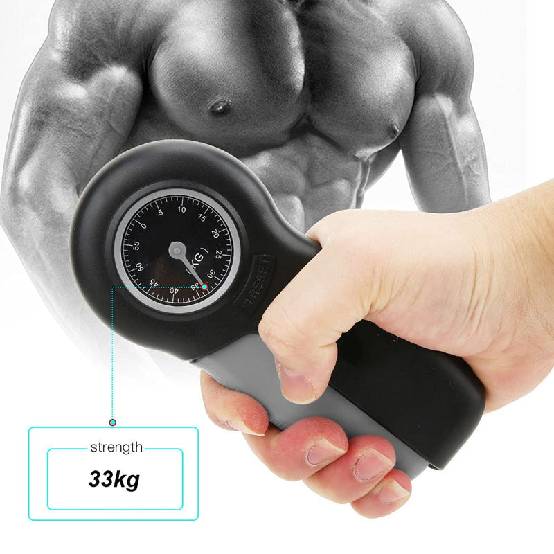 [Australia - AusPower] - Hand Dynamometer, Mechanical Grip Strength Tester Measurement Meter, Hand Gripper Grip Gauge for Grip Strength Measurer Black Grey 