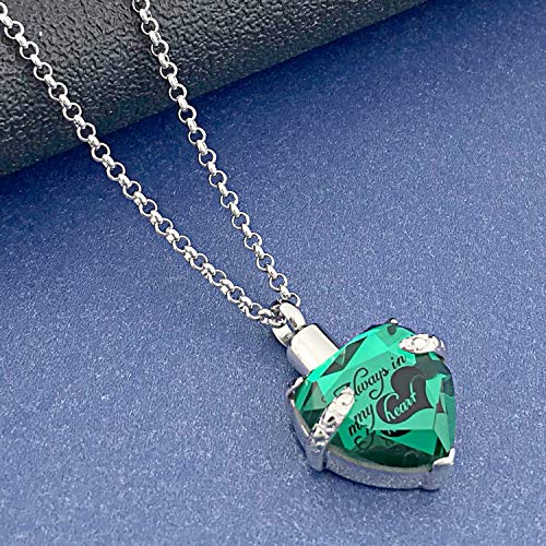 YOUFENG Jewellery Urn Necklace for Ashes Always in My Heart I Love You to The Moon and Back Birthstone Cremation Keepsake Pendant Necklaces May