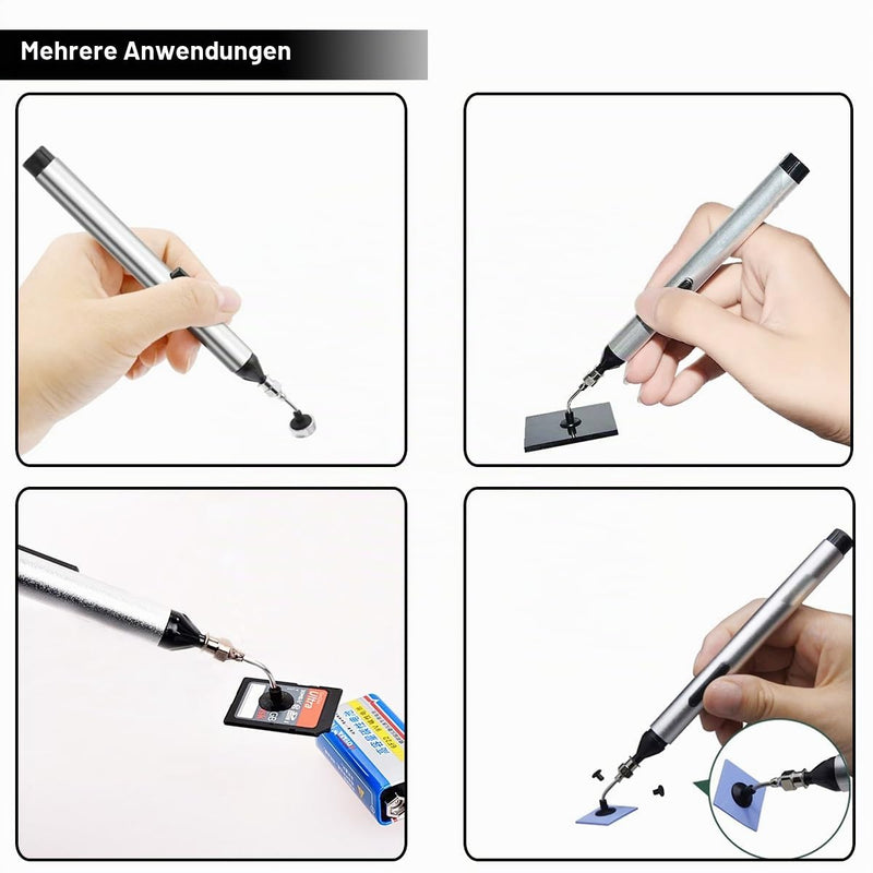 Pack of 2 IC Puller Vacuum Suction Pen Manual Vacuum Suction IC Pick Up Tool Chip Remover Tool Circuit Board Chip Puller with Suction Tips Suction Cups Brush for QFP TSOP TSSOP Chip Removal Vacuum suction cup 2