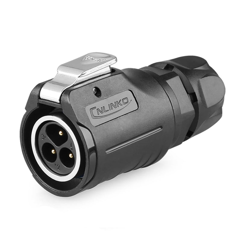 [Australia - AusPower] - CNLINKO LP-16 3 PIN Industrial Waterproof Connector, IP68 Circular Connector, PBT Plastic Shell Quick Plug Aviation Connector M16 Male Plug and Female Plug (3 Pin） 