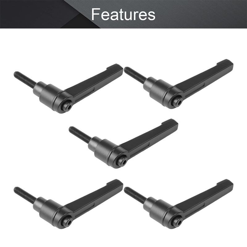 [Australia - AusPower] - MroMax 5Pcs M5 x20mm Clamping Lever Handle Aluminum Alloy Male Thread Adjustable Handle Lathe Machine Knob for Machinery, Woodworking and Industry Equipment Black M5x20mm 