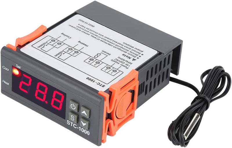 [Australia - AusPower] - STC-1000 Digital Temperature Controller Digital LED Display DC 110V-220V 10A Celsius Heating Cooling Centigrade Thermostat Sensor 2 Relay Output with NTC 10K Thermistor Sensors Temperature Probe 