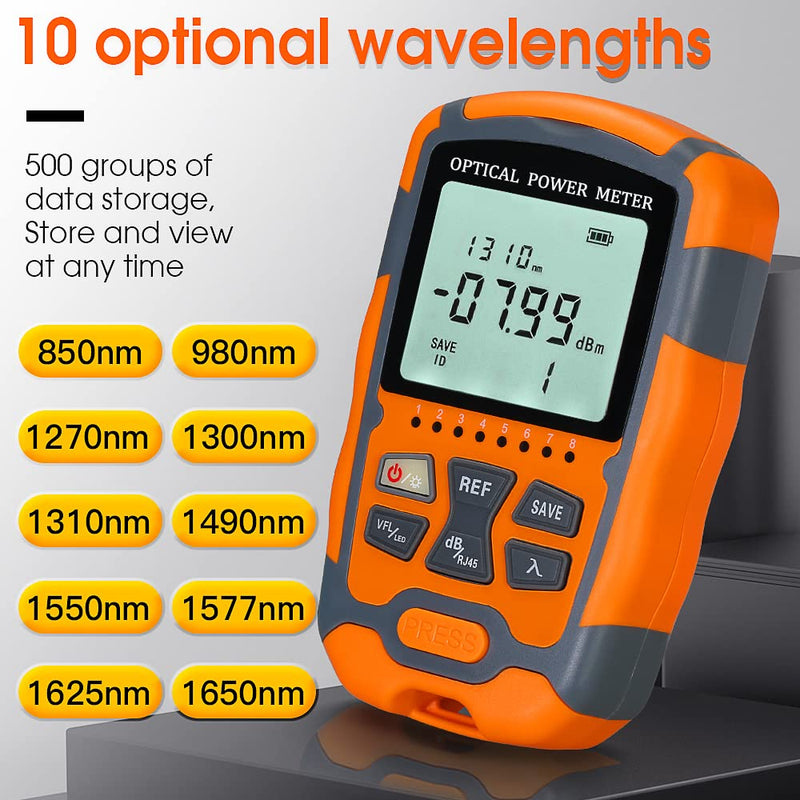 [Australia - AusPower] - Fiber Optic Tester Kit, Portable Optical Power Meter (-70~10dBm) with Fiber Fault Locator for Network Cable Test 50KM Fault Locator & OPM 