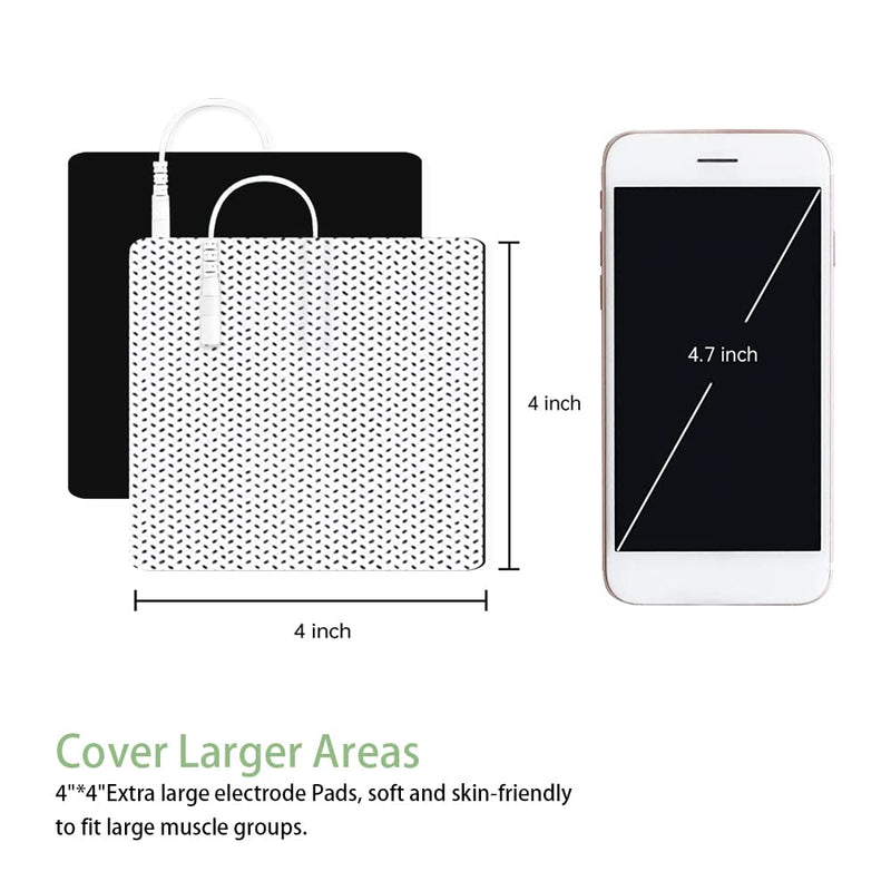 [Australia - AusPower] - 4X4" Large TENS Unit Replacement Pads for Waist and Lower Back Pain Relief Thicked TENS Unit Pads Self-Adhesive Electrode Pads Compatible with TENS 7000, AUVON TENS- 6 PCS 4x4",6Pcs 