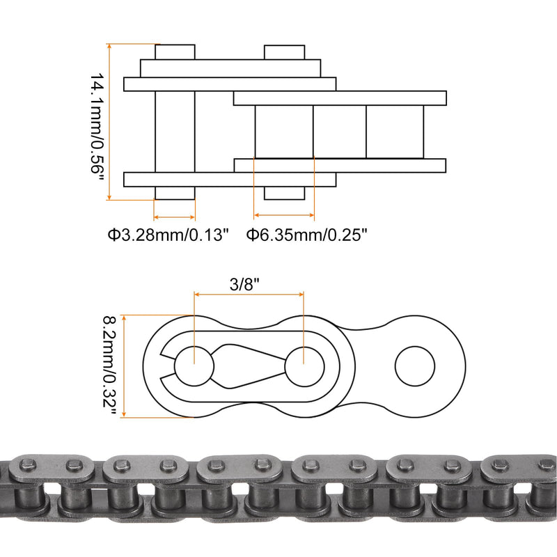 [Australia - AusPower] - uxcell 06B Metric Standard Roller Chain, 5 Feet Carbon Steel Chains 3/8" Industrial Roller Chain Drive Chain for Motorcycle Bicycle Industrial Machinery -160 Links 