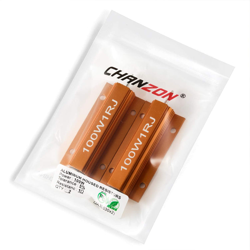 [Australia - AusPower] - Chanzon 2pcs Wirewound Aluminum Shell Resistor 1 Ω ohm 100W ±5% Tolerance 1R Rohs Certified F) 1Ω ohm 