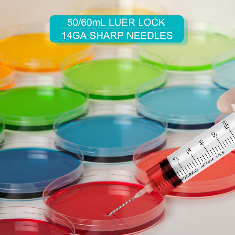 [Australia - AusPower] - 3 Pack 60ml Syringe with Needle 16G 1.5” and Cap, Luer Lock Syringes with Cap for Fluid Suction Injector, Drawing Oil, Fluid, Water, Lab 60 ml 3.0 